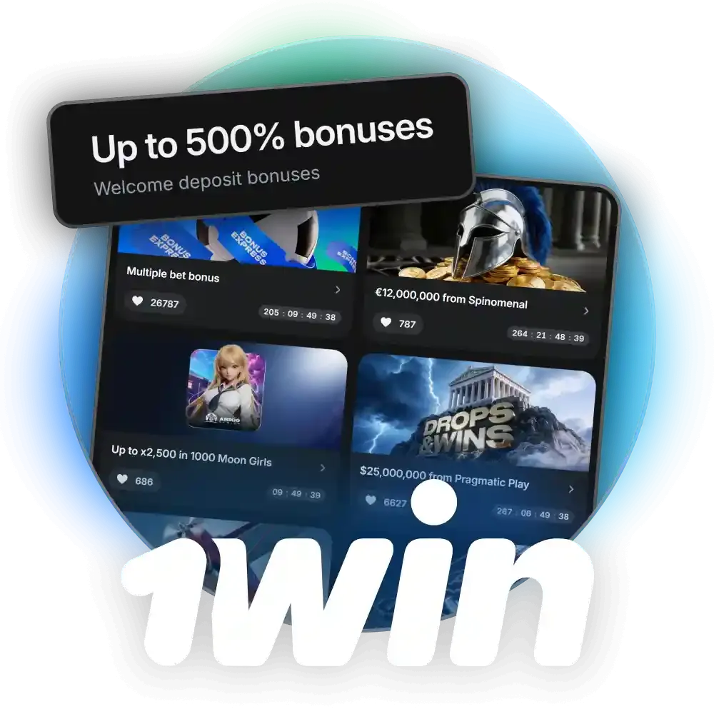 Get a huge amount of attractive 1win bonuses for betting and casino games.